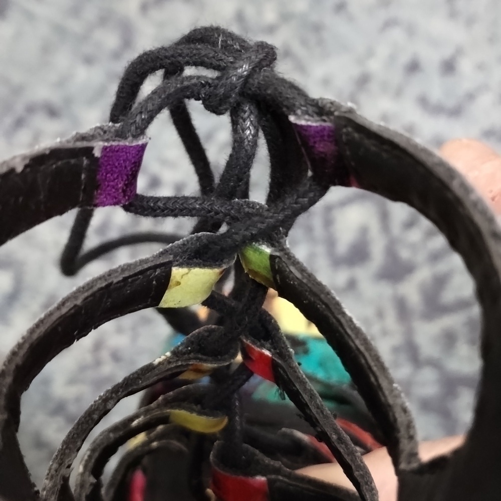 Steve Madden Cythiaa Multi-Color Open Toe Lace Up Heels Sz 5.5 M Beautful - Picture 14 of 16